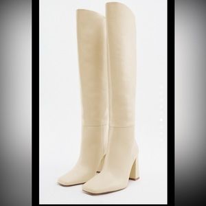 Zara Knee High Heeled Leather Boots